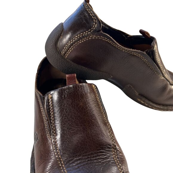 Born Womens Slip On Brown Leather Shoes Loafers Size 6 M EU 36.5 Stitching - Picture 9 of 12